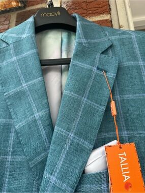 TALLIA Teal Windowpane Sport Coat